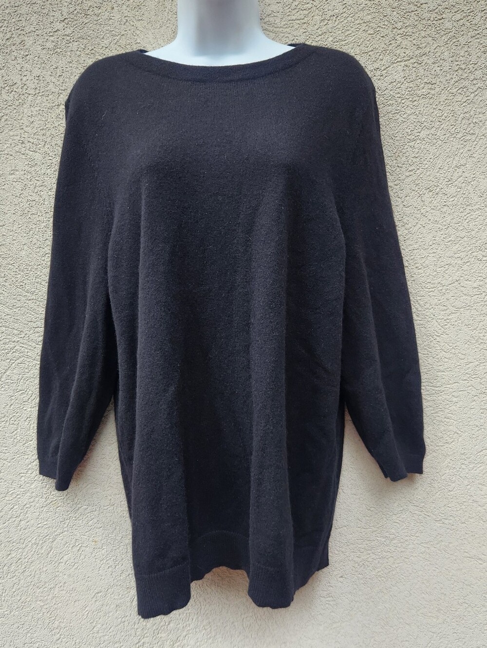 TALBOTS Plus Women's Sweater Size 2X Black 100% Cashmere Pullover Crew Neck